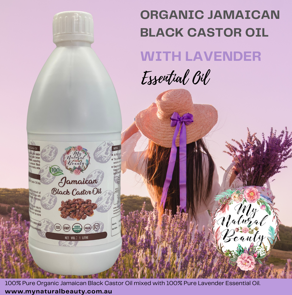 My Natural Beauty Organic Jamaican Black Castor Oil infused with Lavender Essential Oil -1 Litre Jamaican Black Castor Oil with Lavender Essential Oil -100 % PURE and Natural- Hair loss treatment. Re-grow hair naturally! INGREDIENTS 100% Organic Jamaican Black Castor Oil and Lavender Essential Oil. A potent and natural combination of oils that help to reduce hair loss and stimulates new hair growth!. Australiia