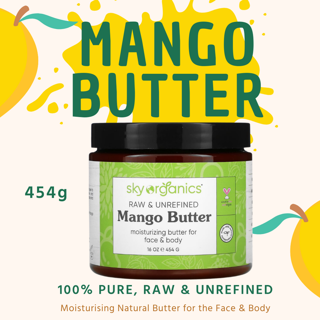 100% Pure Raw, Unrefined Mango Butter- 454g    Sky Organics, Mango Butter, Raw & Unrefined, 16 oz (454 g) Australia. 