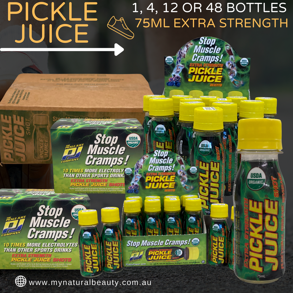 Buy Pickle Juice in bulk Australia.PICKLE JUICE - CASE OF 48  x 75ML (4 x 12 PACKS) - EXTRA STRENGTH