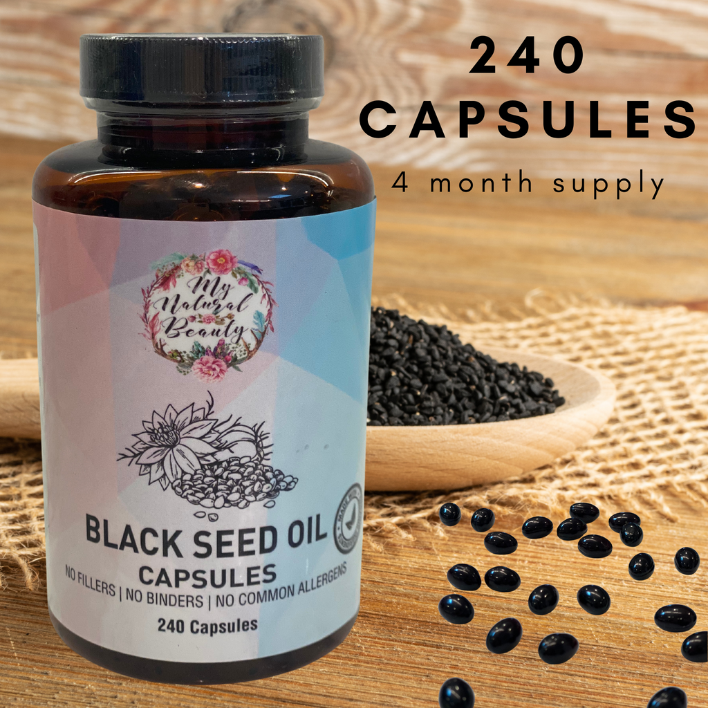 BLACK SEED OIL CAPSULES- 240 Capsules- 4 months supply   100% PURE AND NATURAL ORGANIC BLACK SEED OIL CAPSULES (NIGELLA SATIVA OIL) (COLD-PRESSED)