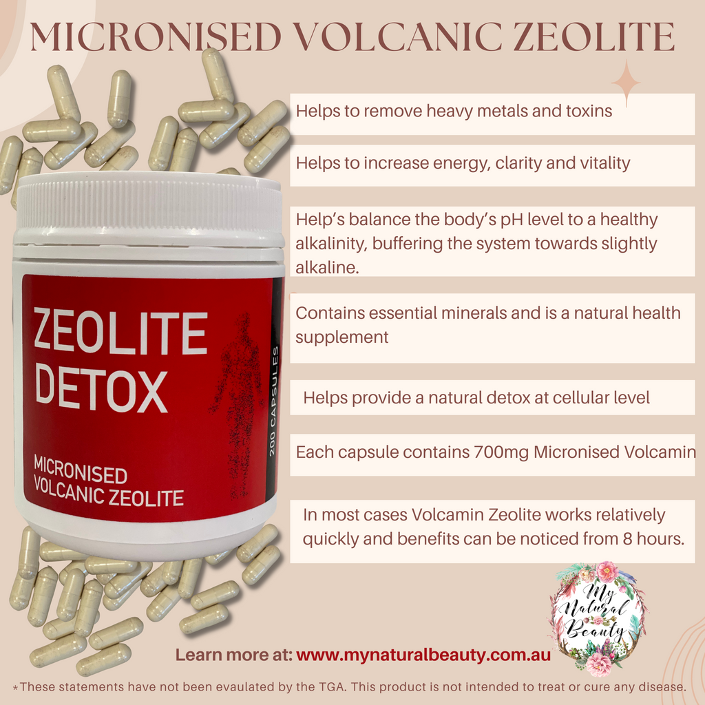 ZEOLITE DETOX- Micronised Volcanic Zeolite – 200 Capsules  Volcamin Zeolite capsules (micronised) . Buy Sydney Australia. FREE Shipping over $60.00