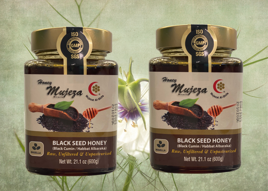 •	Boosts immunity •	A natural source of Thymoquinone (TQ), antioxidants, vitamins, minerals and essential fatty acids. •	Promotes wellbeing •	Improves digestion. Black Seed honey
