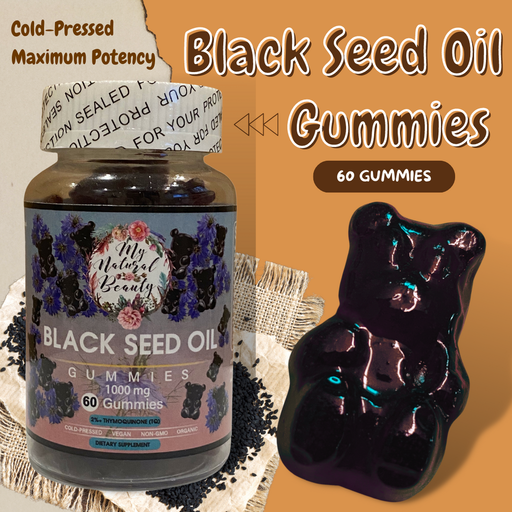  BLACK SEED OIL GUMMIES- 60 Gummies        NEW PRODUCT!       BLACK SEED OIL GUMMY BEARS. COLD-PRESSED.  MAXIMUM POTENCY. VEGAN. NON-GMO.        1000mg of Black Seed Oil per serving. 2% Thymoquinone (TQ).   And Black Seed Oil Capsules Australia.