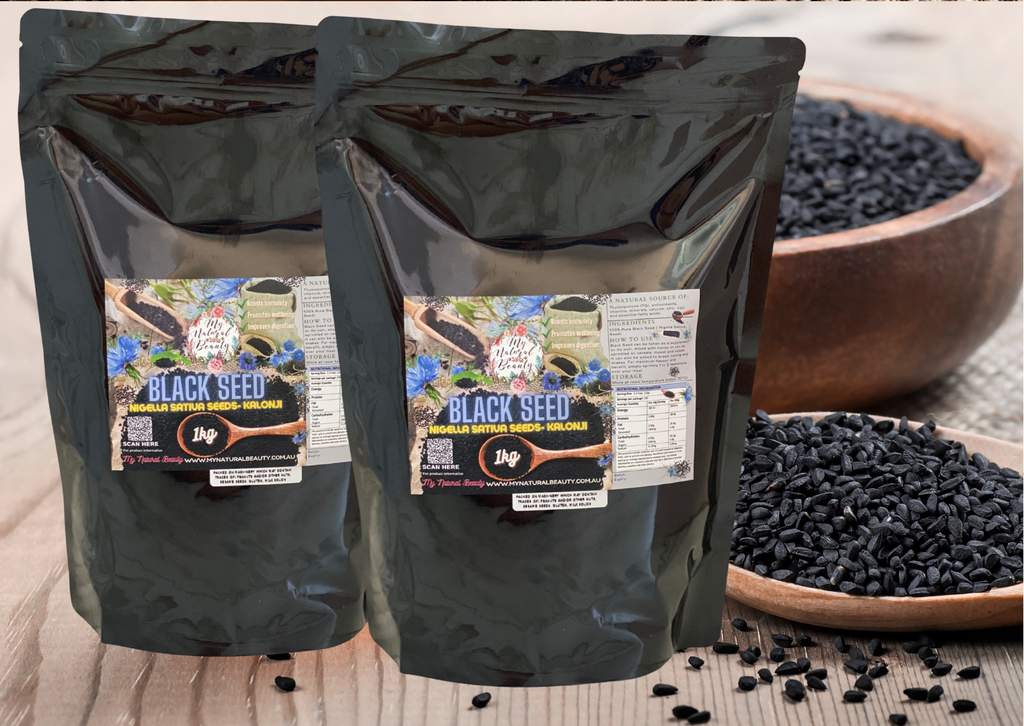 BLACK SEED- 1kg or 2kg  Nigella Sativa Seeds- Kalonji     ·      Boosts immunity ·      A natural source of Thymoquinone (TQ), antioxidants, vitamins, minerals and essential fatty acids. ·      Promotes wellbeing ·      Improves digestion