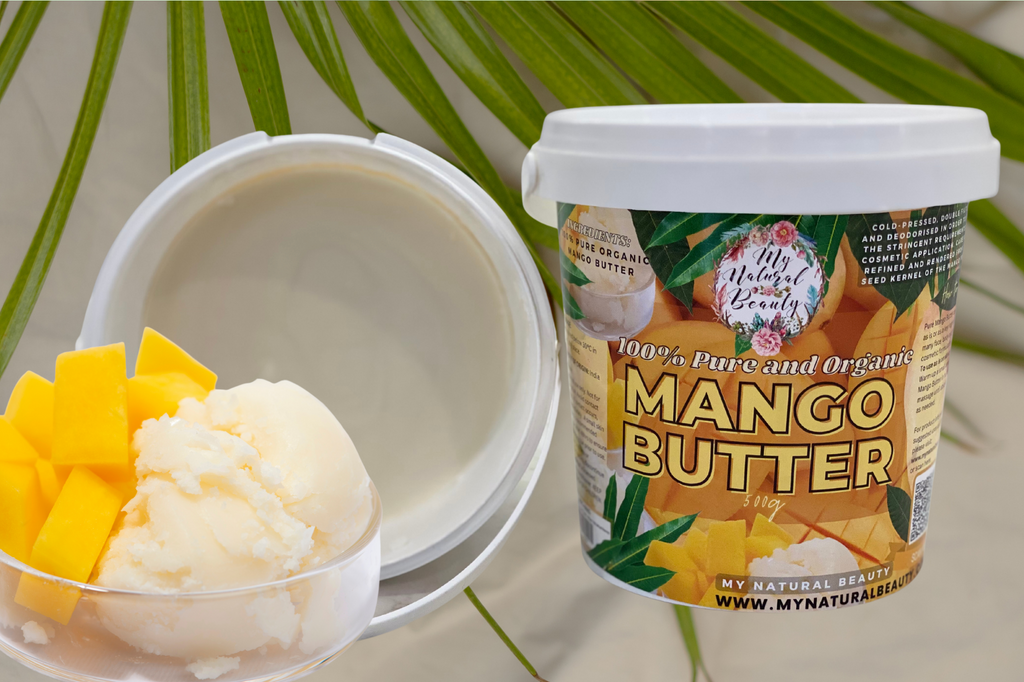 100% Pure Organic Mango Butter (Organic Mangifera Indica Seed Butter)   This Mango Butter Cold-Pressed, double filtered and deodorised. Refined and rendered from the seed kernel of the mango tree. Nothing else added!