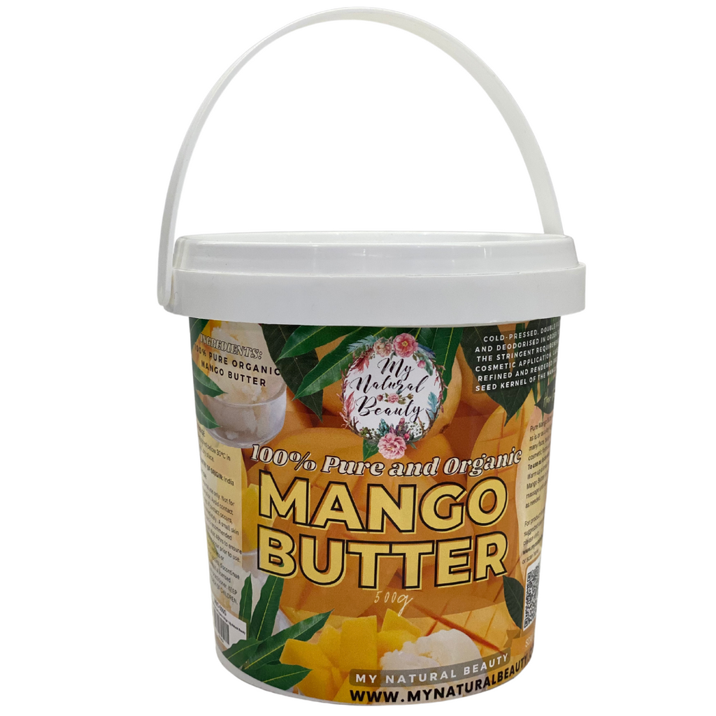 Ingredients:  100% Pure Organic Mango Butter (Organic Mangifera Indica Seed Butter)  This Mango Butter Cold-Pressed, double filtered and deodorised. Refined and rendered from the seed kernel of the mango tree. Nothing else added!