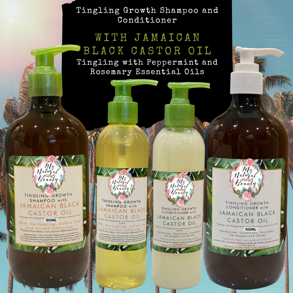 TINGLING GROWTH SHAMPOO with JAMAICAN BLACK CASTOR OIL Tingling with Peppermint and Rosemary Essential Oils
