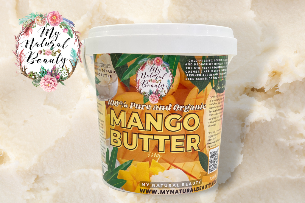 100% Pure Organic Mango Butter (Organic Mangifera Indica Seed Butter)   This Mango Butter Cold-Pressed, double filtered and deodorised. Refined and rendered from the seed kernel of the mango tree. Nothing else added!