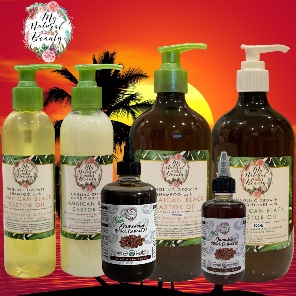 Jamaican Black Castor Oil Tingling Hair Growth Shampoo and Conditioner- 250ml     With Peppermint and Rosemary Essential Oil-Promote Hair growth