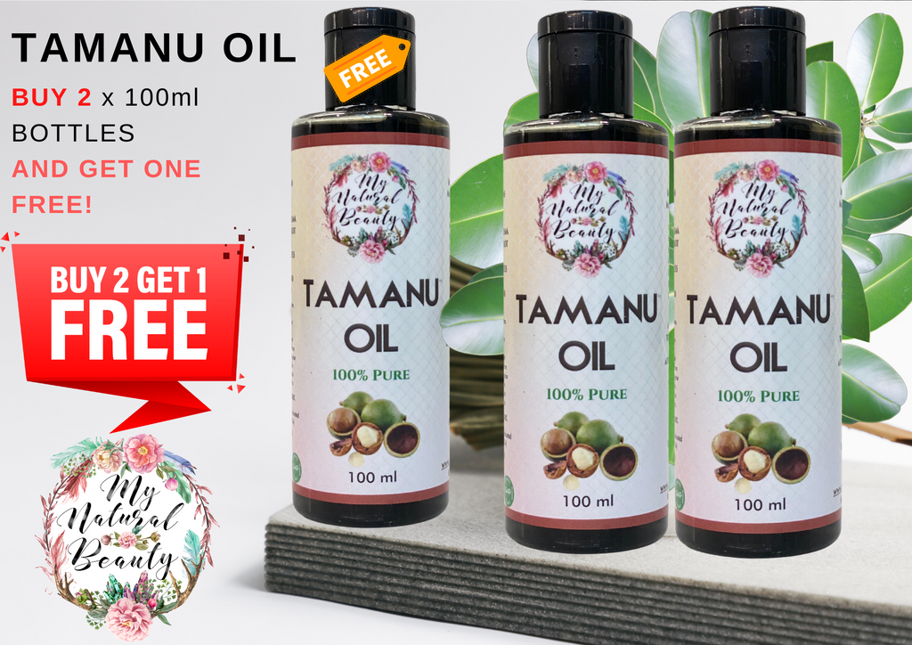 100% Pure Tamanu Oil –   (Buy 2 get one FREE offer). All up you will receive 3x 100ml bottles. You are only paying for two!       Calophyllum Inophyllum (Tamanu) Seed Oil