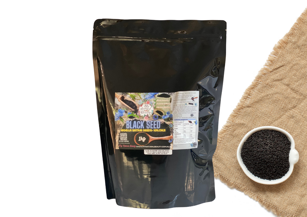 Nigella Sativa Seeds- Kalonji   •	Boosts immunity •	A natural source of Thymoquinone (TQ), antioxidants, vitamins, minerals and essential fatty acids. •	Promotes wellbeing •	Improves digestion   INGREDIENTS: 100% Pure Black Seed ( Nigella Sativa Seed)