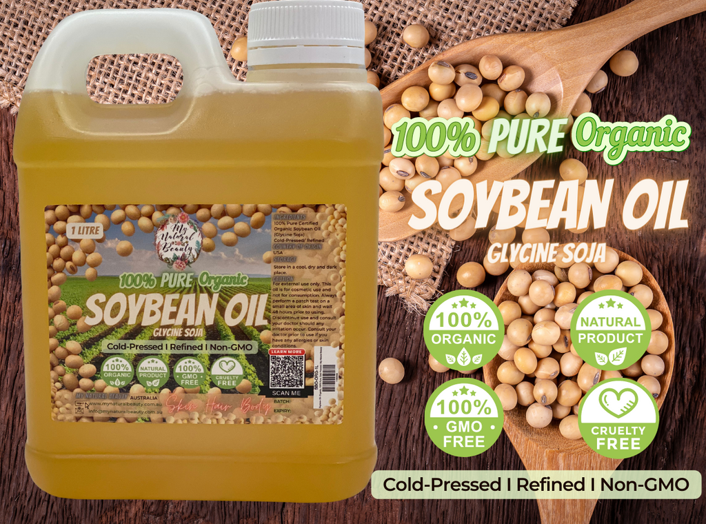 My Natural Beauty’s 100% Pure Organic Soybean Oil is an exceptional quality oil for skin, massage and hair care application. Soybean is extremely high in Lecithin, Sterolins, and Vitamin E.