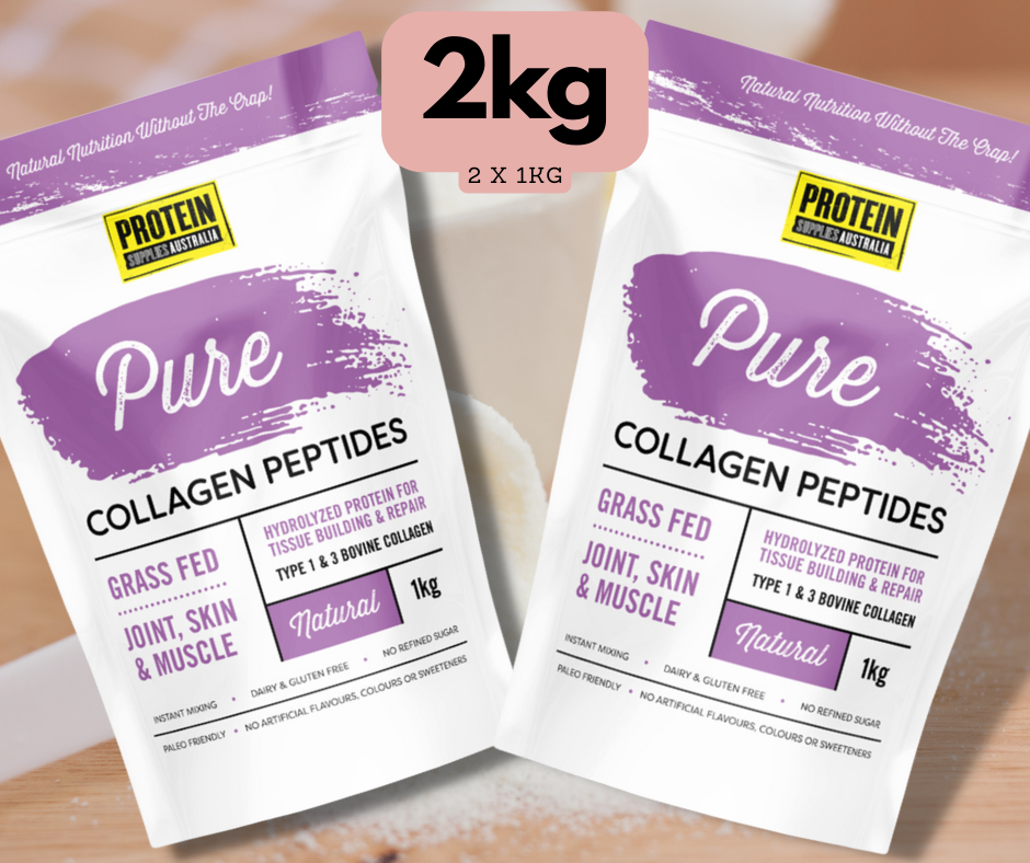 Protein Supplies Australia Collagen Peptides Pure 1kg or 2kg (2x 1kg)