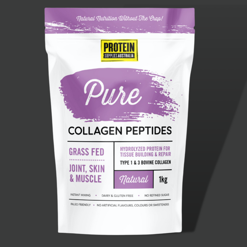 Protein Supplies Australia Collagen Peptides Pure 1kg     For Joints, Skin and Muscle Natural- 1kg Grass Fed  Hydrolyzed Protein for Tissue Building and Repair Type 1 & 3 Bovine Collagen Zero Carb Instant Mixing Dairy and Gluten Free No refined sugar No artificial flavours, colours or sweeteners. Free Shipping Australia Wide