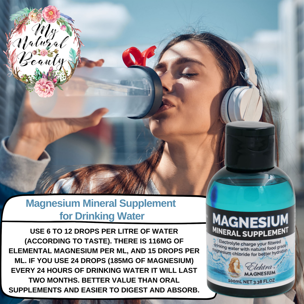 Magnesium Mineral Supplement for Drinking Water 100mL Brand: Elektra Magnesium. Buy Online Sydney Australia. Free Shipping over $60.00