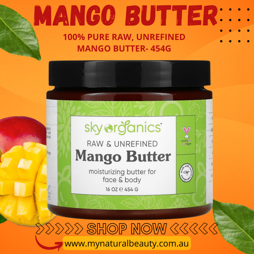 100% Pure Raw, Unrefined Mango Butter- 454g    Sky Organics, Mango Butter, Raw & Unrefined, 16 oz (454 g) Australia.