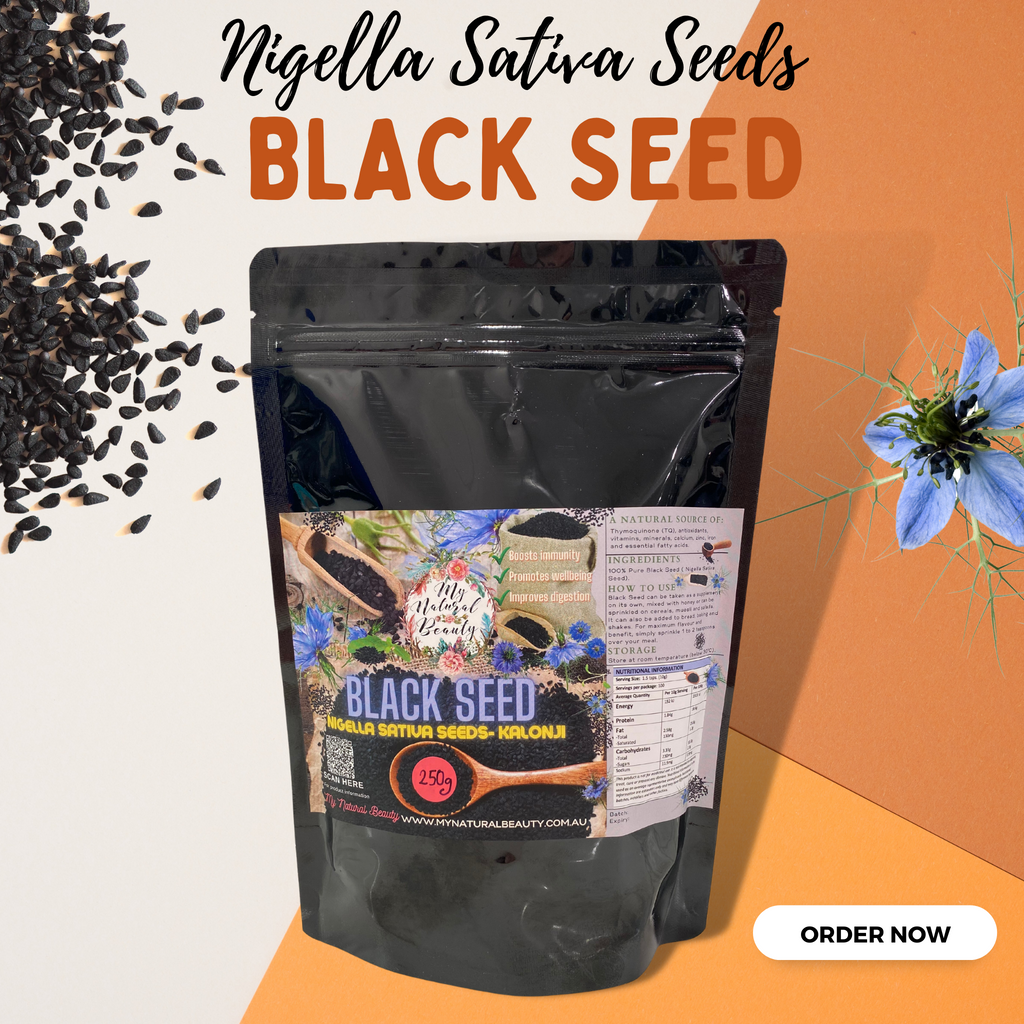 Black Seed (also known as Nigella Seed or Kalonji) is derived from the fruit of the annual flowering plant known as Nigella Sativa, in the family Ranunculaceae. This superfood is a natural rich source of TQ (Thymoquinone), antioxidants, Vitamin B complex, Calcium, Zinc, iron, antioxidants, minerals , Omega 6, Omega 9 and essential fatty acids Tasmania, Cairns, Queensland, Perth, Western Australia.
