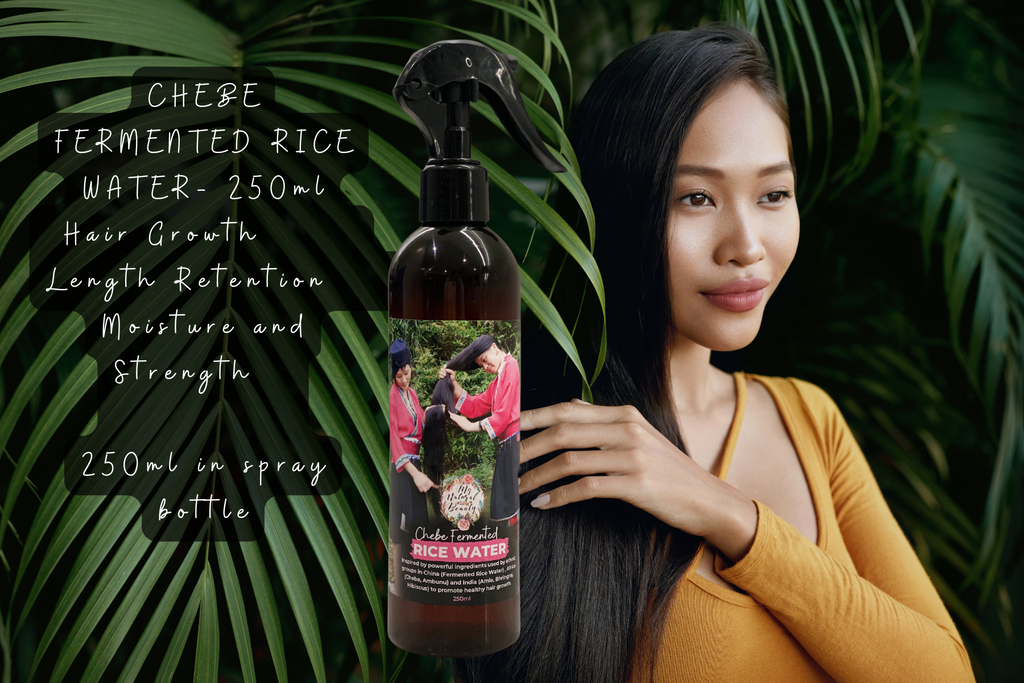 My Natural Beauty’s Chebe Fermented rice water is Amla, the powerful Ayurvedic also known as Indian Gooseberry. Amla is also used traditionally in India and around the globe to prevent greying of the hair and boost hair growth. The ingredients in this product are not only natural but truly remarkable, packed into one easy to use spray bottle. 