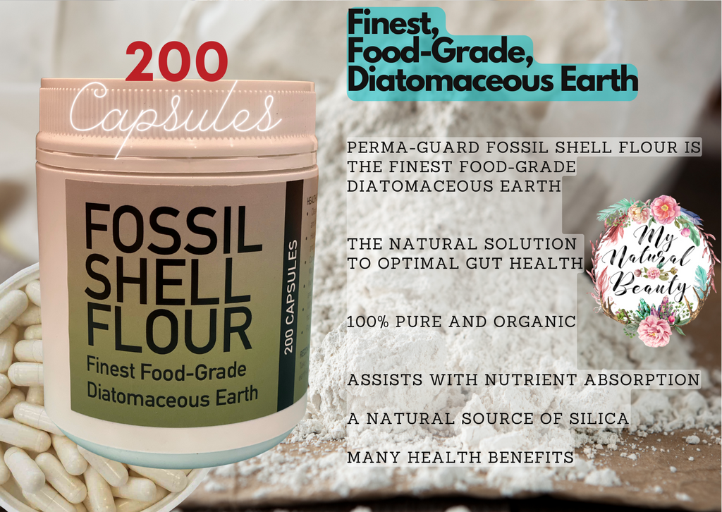 Fossil Shell Flour (Food Grade Diatomaceous Earth) -200 Capsules    FINEST FOOD-GRADE DIATOMACEOUS EARTH Buy online Sydney Australia. NSW