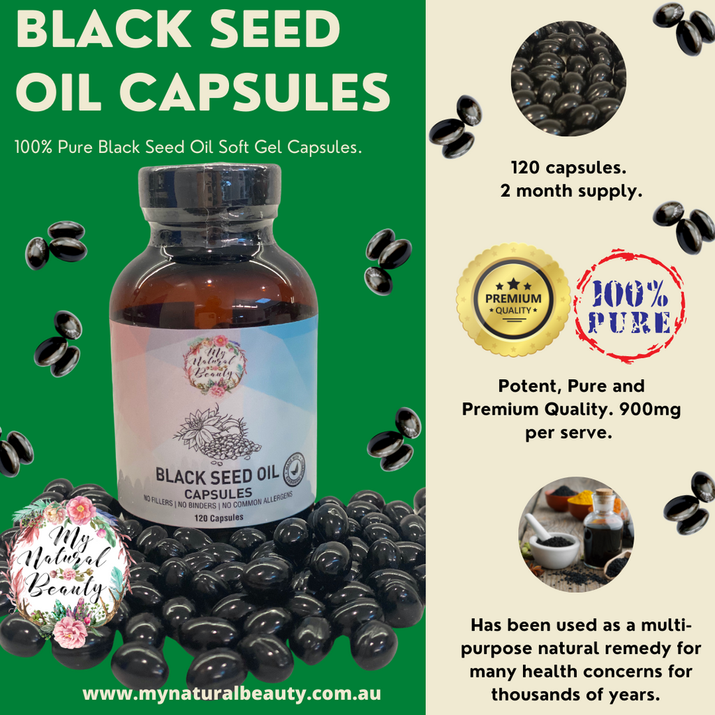 Premium Black Seed oil capsules Australia. Potent. Many health benefits. My Natural Beauty