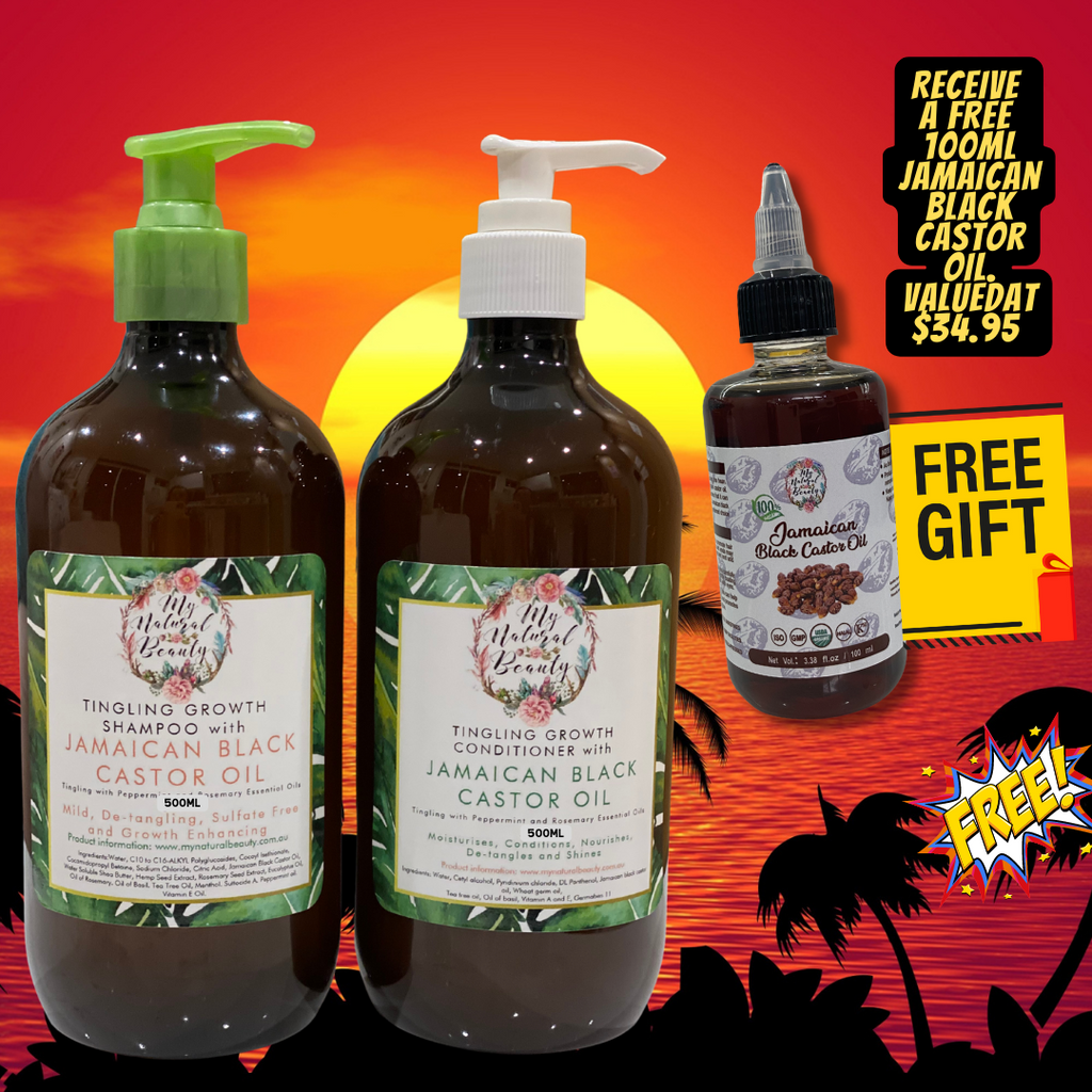 Jamaican Black Castor Oil 500ml Hair Growth Shampoo & Conditioner + FREE GIFT- 100ml Jamaican Black Castor Oil