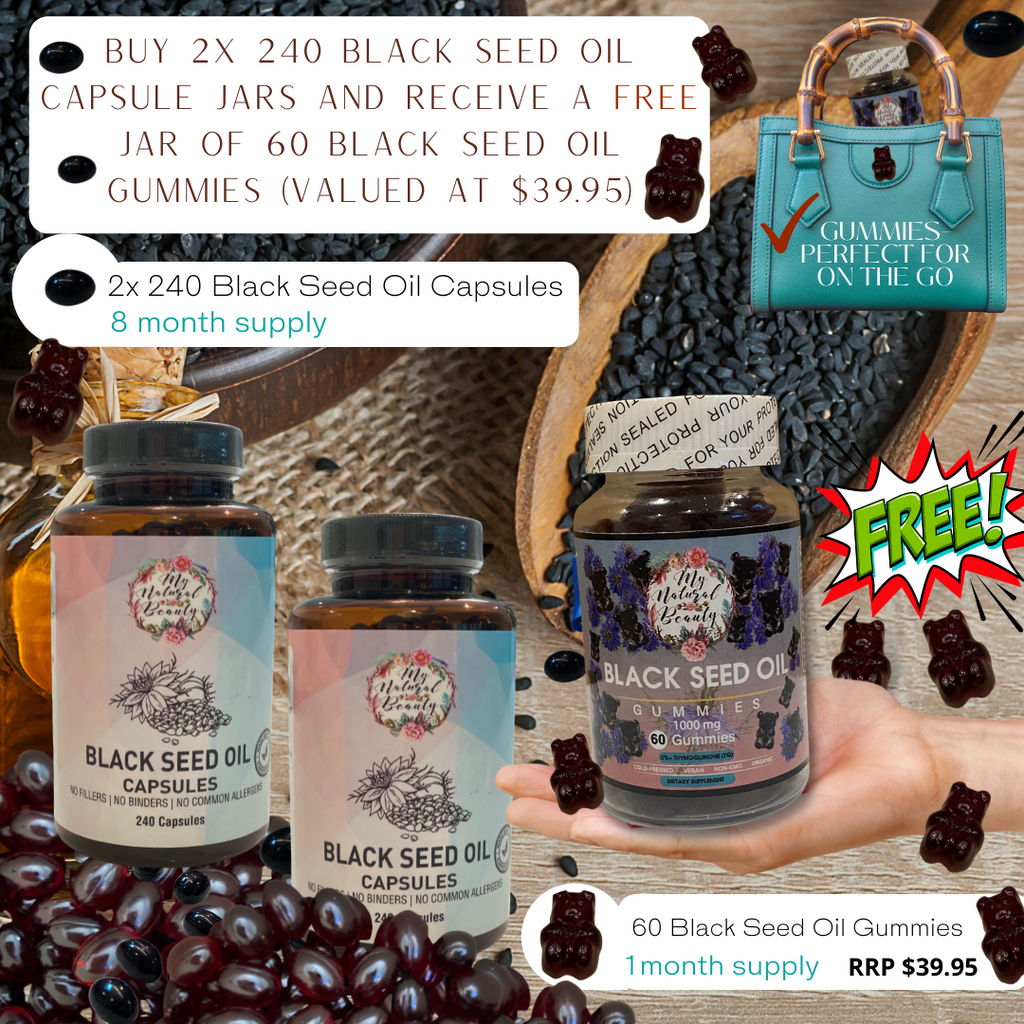 Black Seed Oil capsules and and gummies. Australia