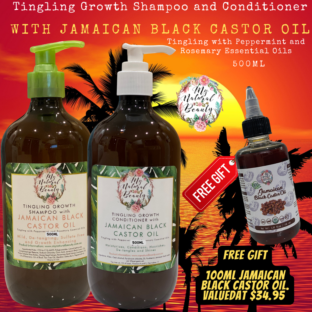 Jamaican Black Castor Oil 500ml Hair Growth Shampoo & Conditioner + FREE GIFT- 100ml Jamaican Black Castor Oil