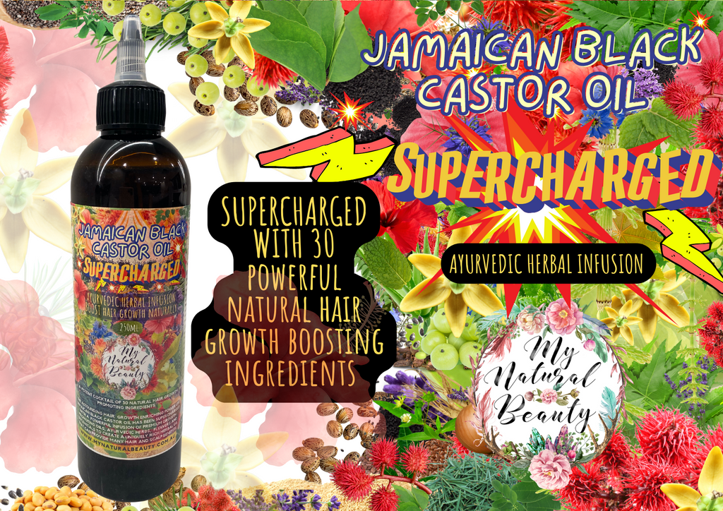 100% Natural Hair Growth Stimulating Scalp and Hair Oil. A unique blend of Jamaican Black Castor Oil, premium growth promoting pure oils infused with the goodness of Ayurvedic Hair Growth herbs and botanicals. The potent formulation contains 30 powerful ingredients to promote the growth of healthy hair and reduce hair loss.