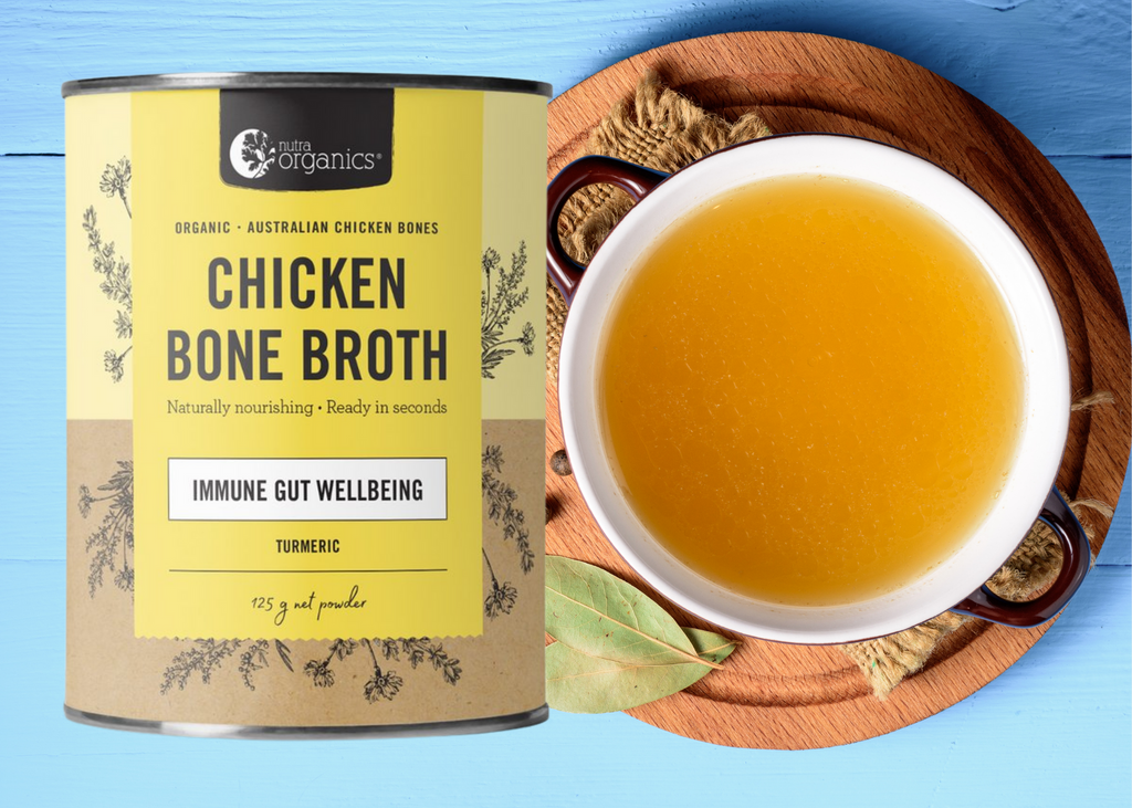 MORE INFO   Bone Broth has been made for hundreds of years by our grandparents and their grandparents due to its traditional history as a health elixir. Often referred to as ‘chicken soup for the soul’, our broth contains naturally occurring nutrients such as B Vitamins and Zinc to support immune health. Leading busy lives can make it hard to find time to make broth from scratch. Our Chicken Bone Broth powder is ready in seconds, as tasty and nutritious as homemade and easy to take on the go! 9343723004551