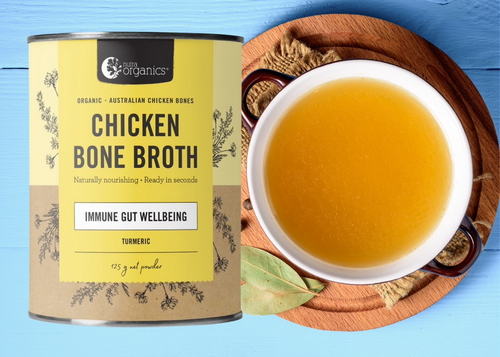 On Sale Nutra Organics Chicken Bone Broth Powder with Turmeric-4x 125g IMMUNE WELLBEING GUT- FREE SHIPPING