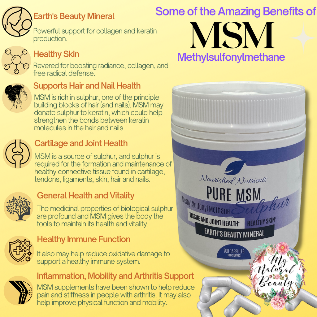 Pure MSM supplement capsule (200 Tablets/ 100 Days), Hair Growth, Joint Support