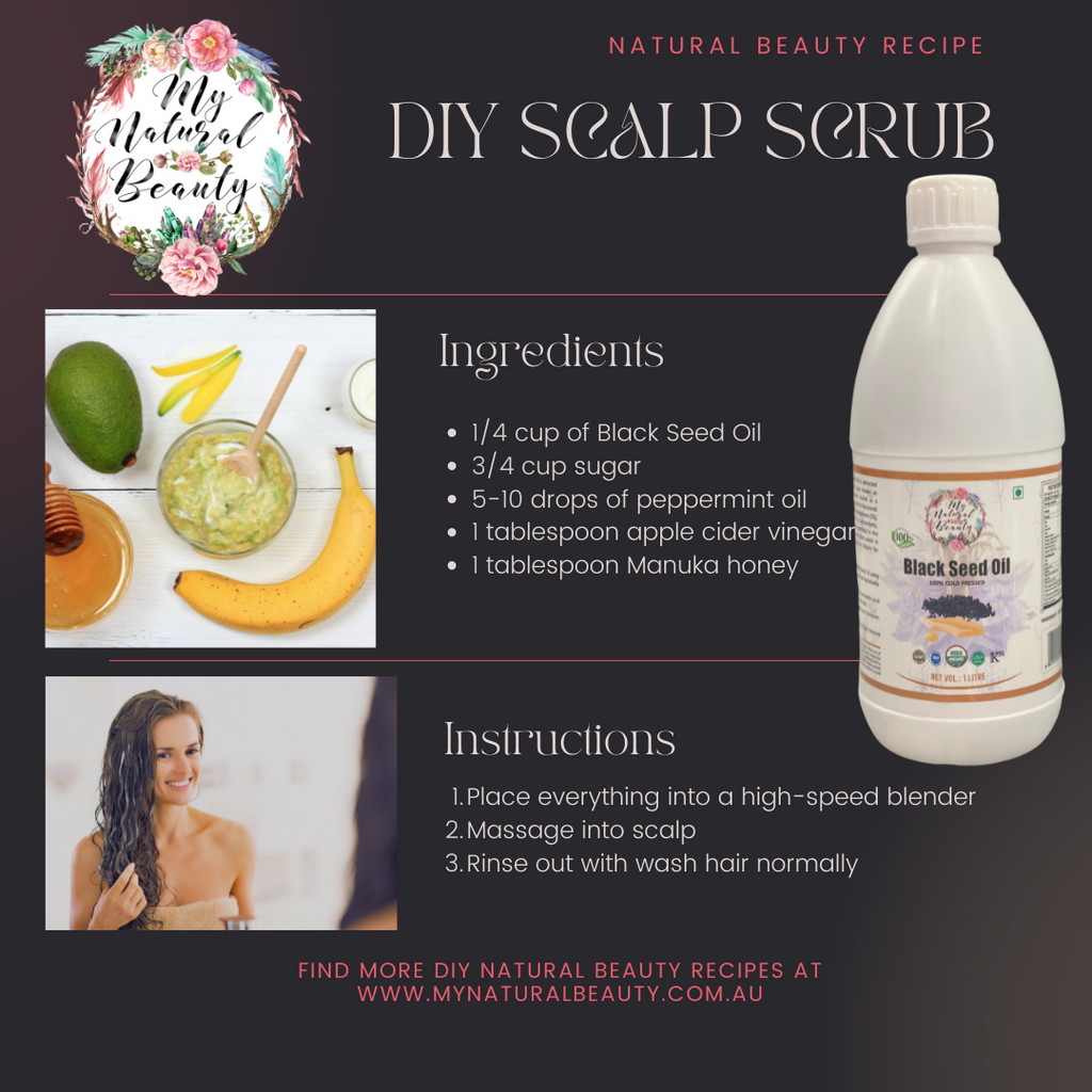 Dry scalp scrub recipe. Black Seed Oil