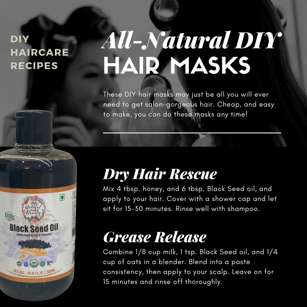 All natural DYI hair masks using black Seed Oil