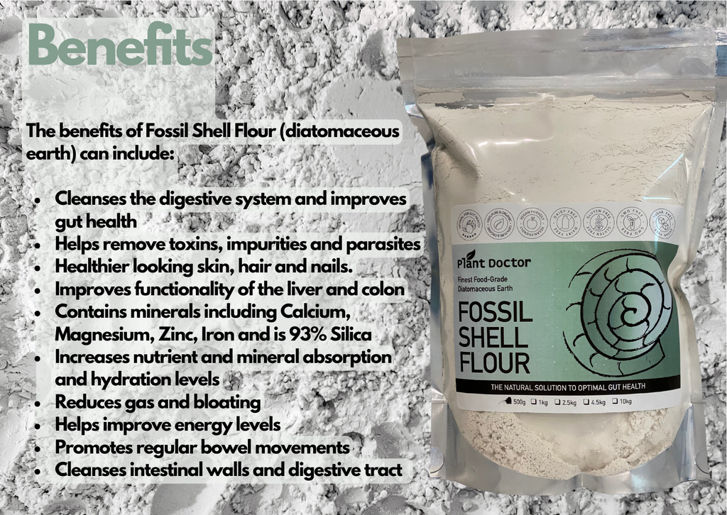    Perma-Guard Fossil Shell Flour ® Food Grade pure Diatomaceous Earth - 100% Pure, organic and comes from fresh water. 500g   Perma-guard Fossil Shell Flour® Food Grade DE Diatomaceous Earth HUMAN HEALTH 500g    Perma-Guard Fossil Shell Flour is the world’s finest food-grade diatomaceous earth. Entirely organic and pure, this natural source of silica and assists with optimal gut health and nutrient absorption.