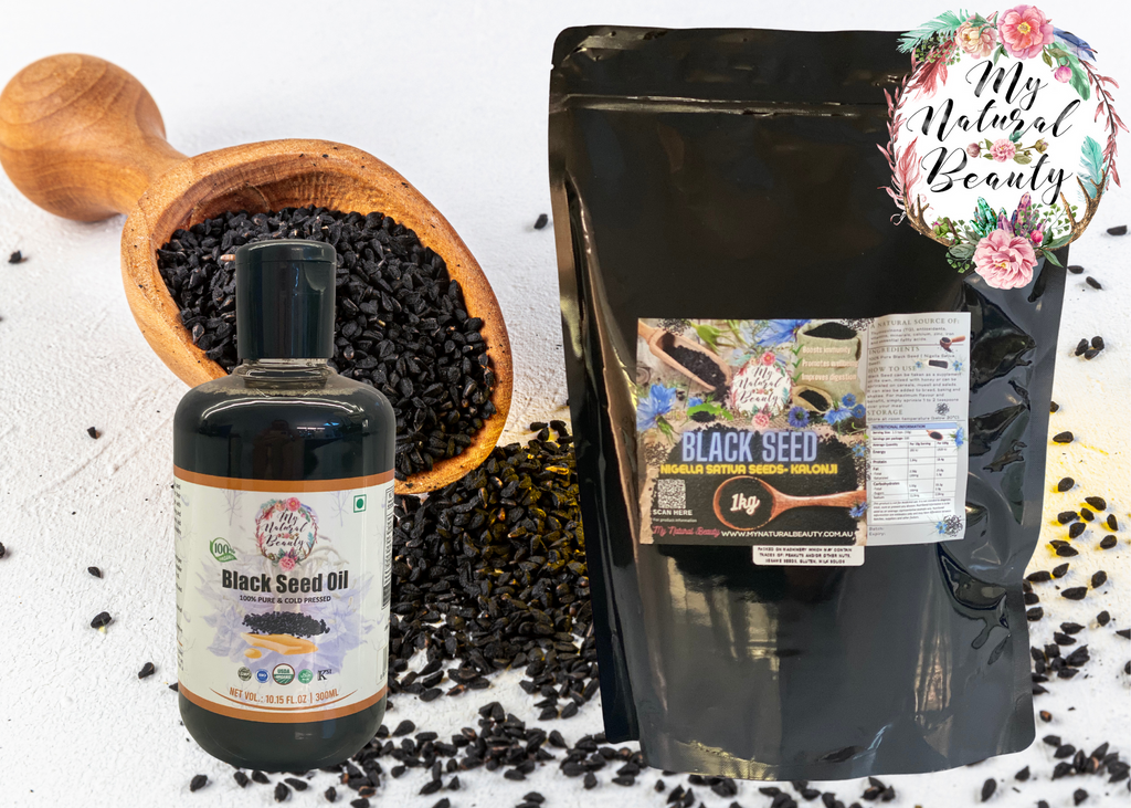 BLACK SEED OIL AND BLACK SEEDS VALUE PACK    Contains our amazing 100% Pure 300ml Organic Black Seed Oil (Nigella Sativa Oil) as well as a 1kg Packet of 100% Pure Black Seeds (Nigella Sativa Seeds).     This pack contains:    1x 300ml 100% Pure Organic Black Seed Oil (RRP $44.95)  1x 1kg Packet of 100% Pure Black Seeds (RRP $39.95)
