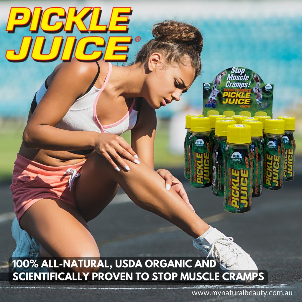  -Pickle Juice stops muscle cramps quicker than anything else on the market.  -Pickle juice blocks the neurological message which is the root cause of the cramp with its unique Neural inhibitors, causing the cramp to release almost immediately.