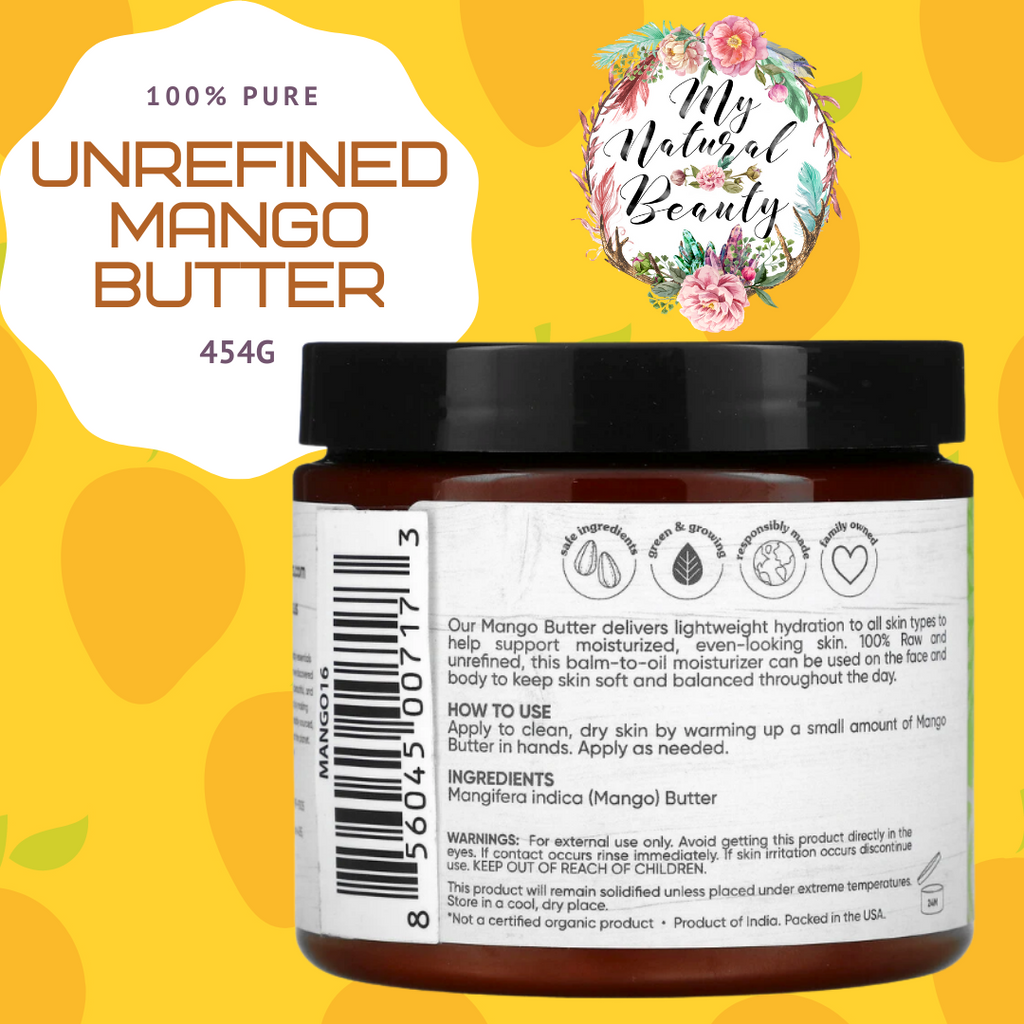 100% Pure Raw, Unrefined Mango Butter- 454g    Sky Organics, Mango Butter, Raw & Unrefined, 16 oz (454 g) Australia.