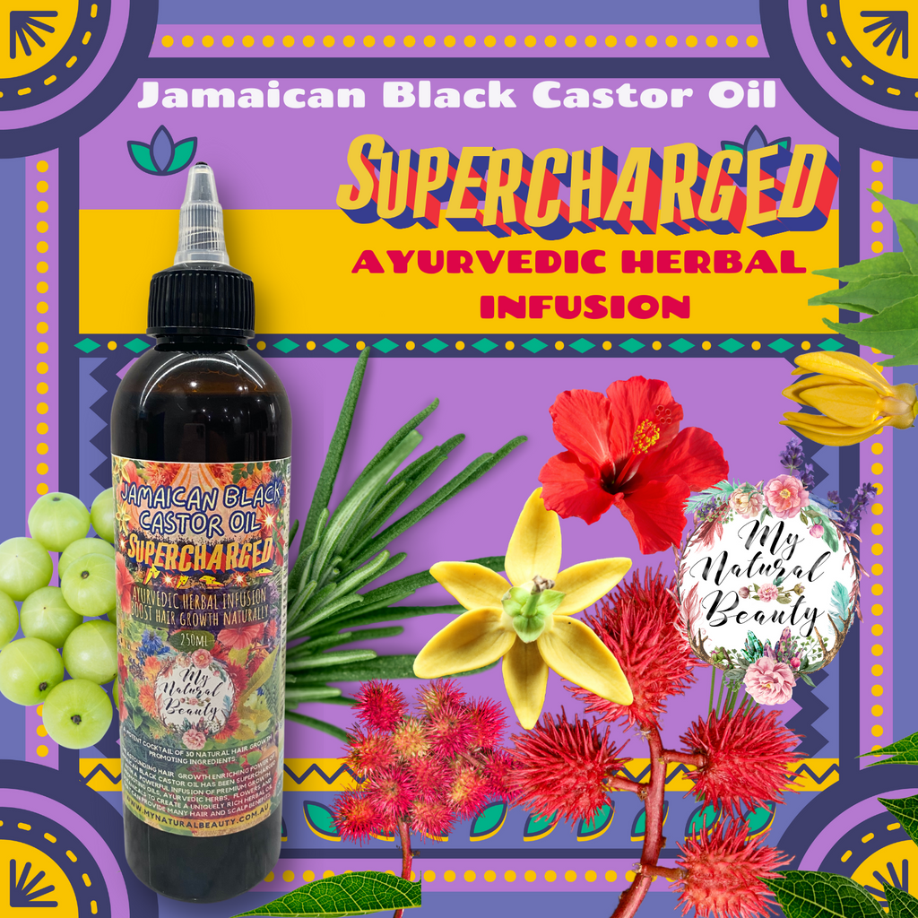 100% Natural Hair Growth Stimulating Scalp and Hair Oil. A unique blend of Jamaican Black Castor Oil, premium growth promoting pure oils infused with the goodness of Ayurvedic Hair Growth herbs and botanicals. The potent formulation contains 30 powerful ingredients to promote the growth of healthy hair and reduce hair loss.