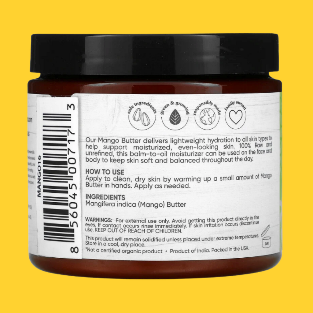 100% Pure Raw, Unrefined Mango Butter- 454g    Sky Organics, Mango Butter, Raw & Unrefined, 16 oz (454 g) Australia.