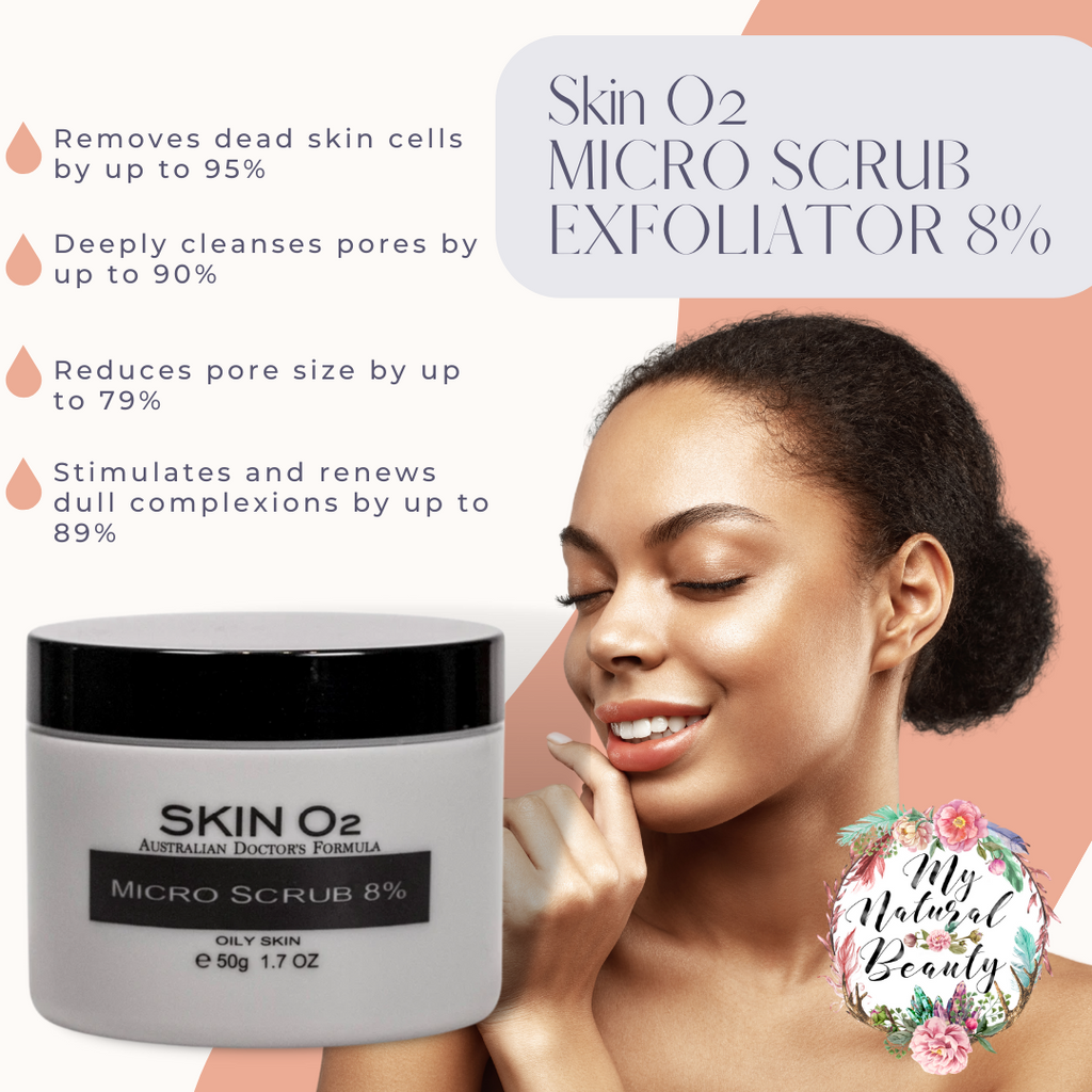 Skin O2 MICRO SCRUB EXFOLIATOR 8%    Skin O2- AUSTRALIAN DOCTOR'S FORMULA   Clear away dead skin cells and unclog pores with our Micro Scrub Exfoliator with 8% Glycolic Acid (AHA). 
