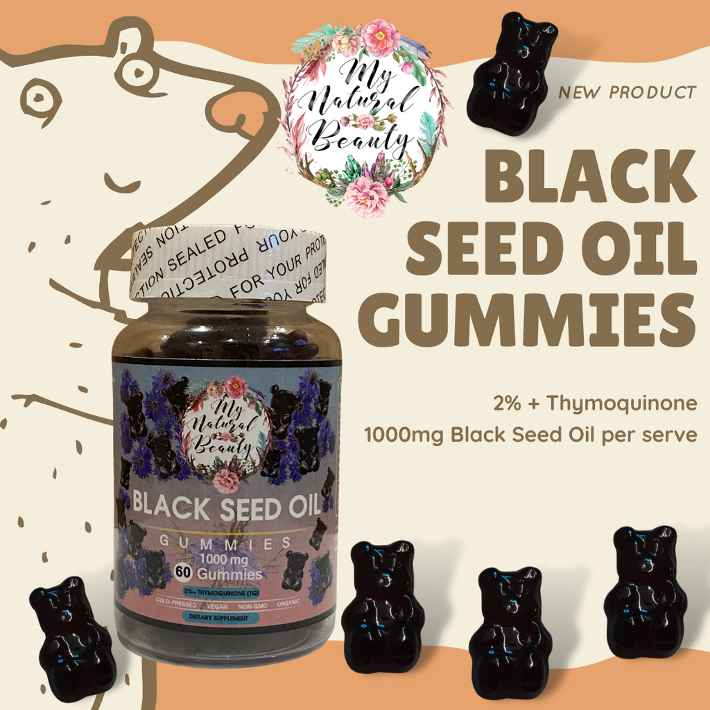  BENEFITS OF MY NATURAL BEAUTY'S BLACK SEED OIL GUMMIES  .Ideal for Everyone: With a non-GMO, vegan-friendly, gelatin free formula, these Black seed gummies are perfect for men and women of all ages who follow certain dietary restrictions. These gummies are GMP certified and Halal Certified.  