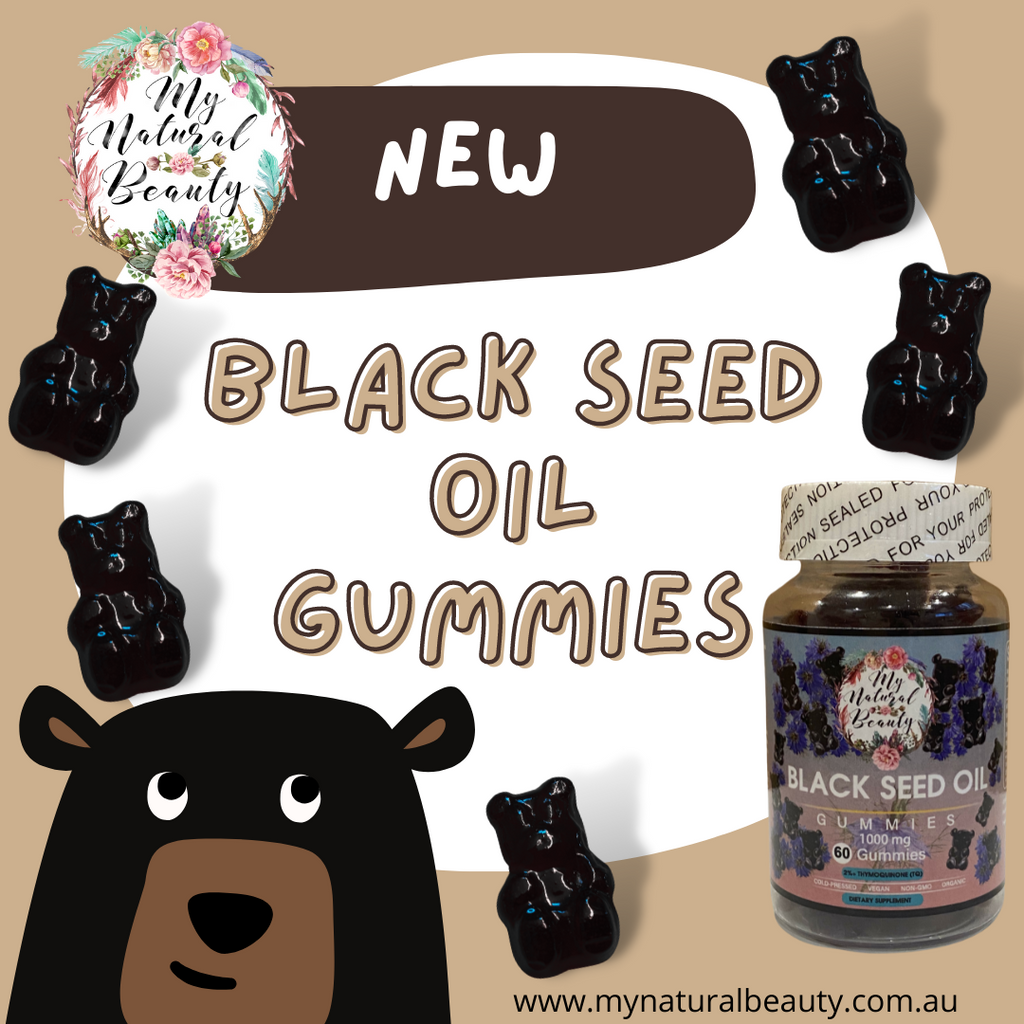  BLACK SEED OIL GUMMIES- 60 Gummies     BLACK SEED OIL GUMMY BEARS. COLD-PRESSED. MAXIMUM POTENCY. VEGAN. NON-GMO.     1000mg of Black Seed Oil per serving. 2% Thymoquinone (TQ).