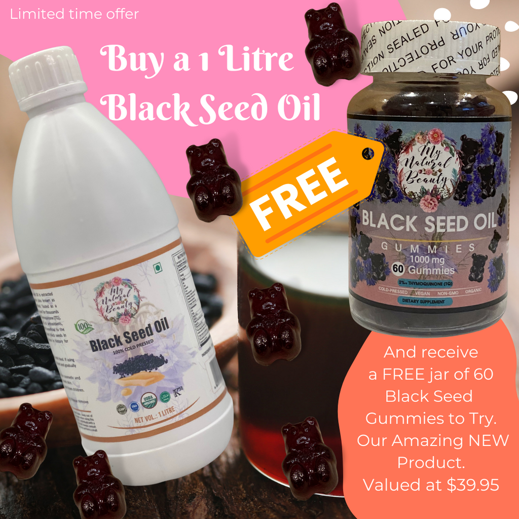 FREE Shipping. Special Offer is for a limited time only.   You will receive:  1x BLACK SEED OIL - 100% Pure and Organic -1 Litre 1x FREE GIFT- BLACK SEED OIL GUMMIES- 60 Gummies (RRP $39.95)