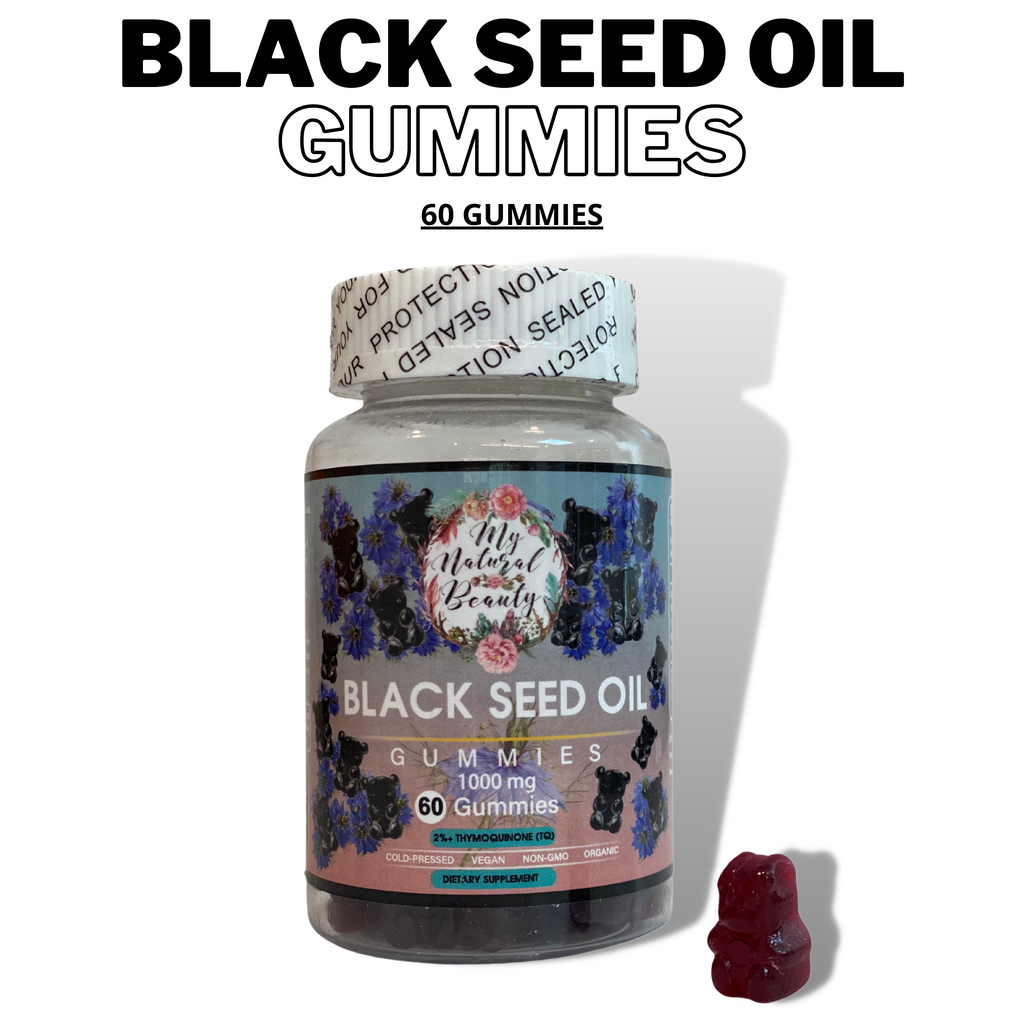 BLACK SEED OIL GUMMIES Australia- 60 Gummies    BLACK SEED OIL GUMMY BEARS. COLD-PRESSED.  MAXIMUM POTENCY. VEGAN. NON-GMO.    1000mg of Black Seed Oil per serving. 2% Thymoquinone (TQ).