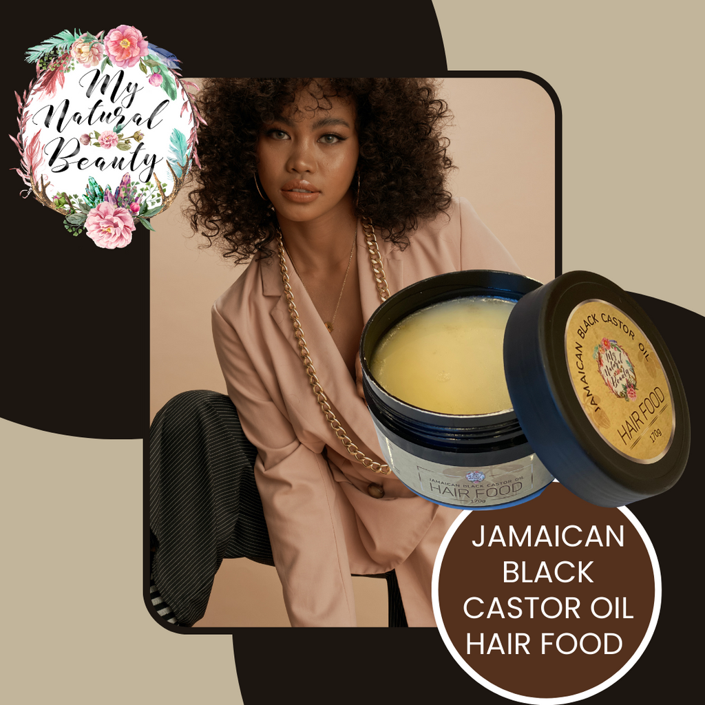 My Natural Beauty’s Jamaican Black Castor Oil Hair Food is uniquely formulated to promote hair growth, moisturise the hair and scalp, combat frizz and alleviate dandruff. Naturally treats thinning hair by nourishing the scalp, strengthening the hair roots and reducing breakage. This product is used for:  Promoting Hair Growth       Reducing Hair Loss        Scalp Care     Nourishing the Hair and Scalp
