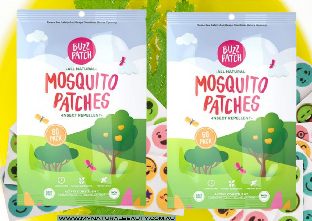 Buzzpatch scent creates a virtual shield, almost camouflaging your kids from mosquitos.  Citronella essential oils, adhesive patches made from medical grade tape.  The BuzzPatch is most effective in the first 8 hours, and continues to be effective for 24-72 hours from opening.