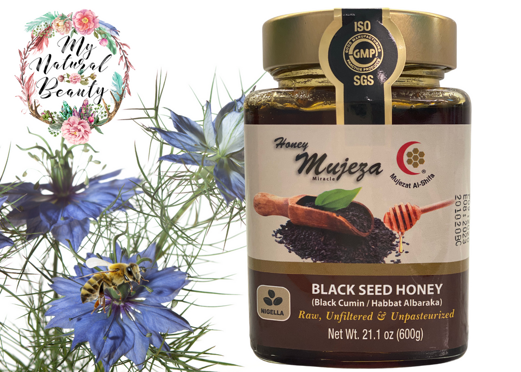  Mujeza’s Black Seed Honey is unique because they don’t simply mix their raw honey with black seed powder or oil. Rather, this honey is produced by bees that feed on the nectar of the black seed plant