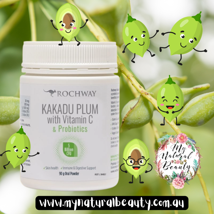   Probiotics (5 billion CFU) + Kakadu Plum + Vitamin C = digestion and skin goals      Kakadu Plum with Vitamin C and Probiotics 90 g Oral Powder