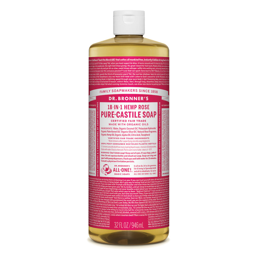 Dr. Bronner's Pure-Castile Soap Liquid (Hemp 18-in-1) Rose 946ml