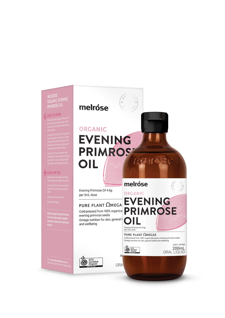 Melrose Organic Evening Primrose Oil 200ml (choose 1 or 2 bottles)     Please choose your option:   1x 200ml 2 x 200ml (This is the best value!)   Description:   Melrose Organic Evening Primrose Oil is cold-pressed from the seeds of the evening primrose flower, which blooms only at sunset. It is a rich source of gamma-linolenic acid (GLA); a unique omega-6 fatty acid that assists in the production of hormones necessary for many important bodily functions. 